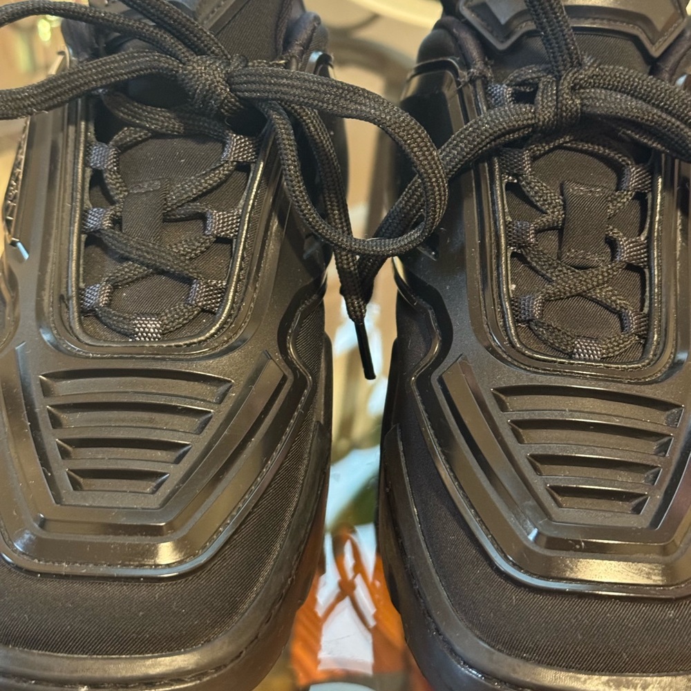 ❤️ Prada Techno Stretch Sneakers Black Fabric Rubber - Picture 9 of 9